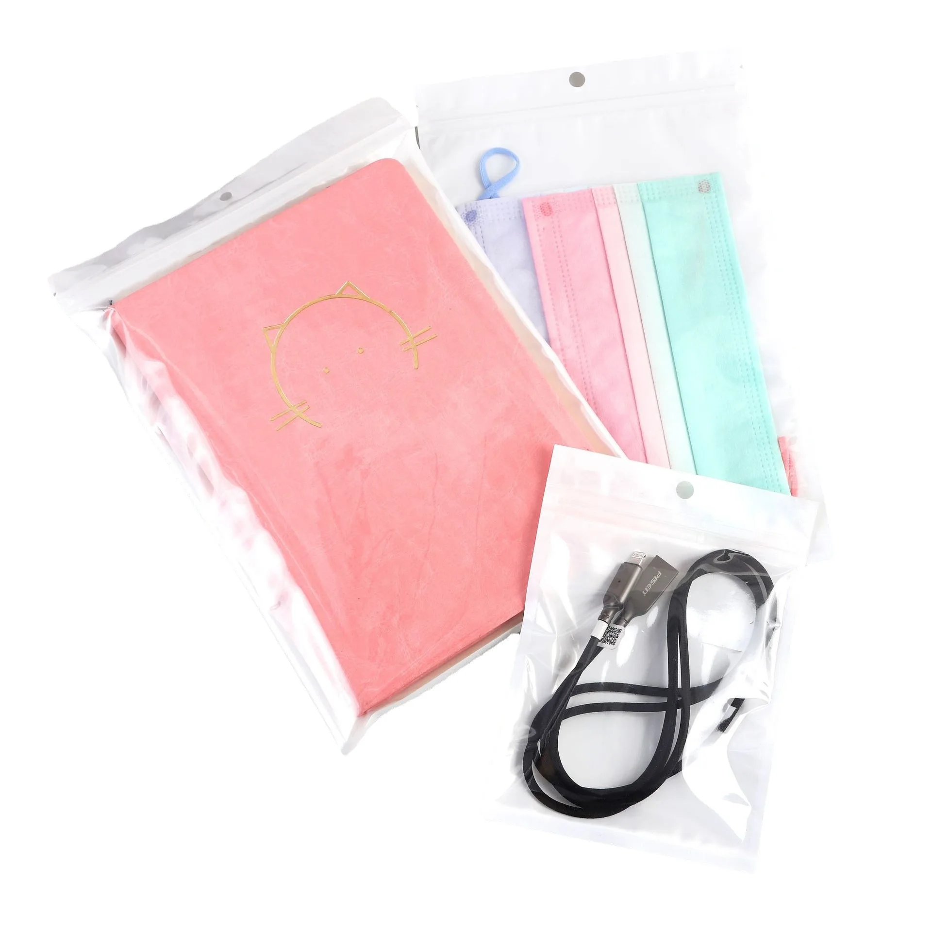 In Stock Plastic Resealable White Color Zip Lock Phone Case Packaging Bag Zipper Flat One Side Clear Pouch for Gifts Clothing