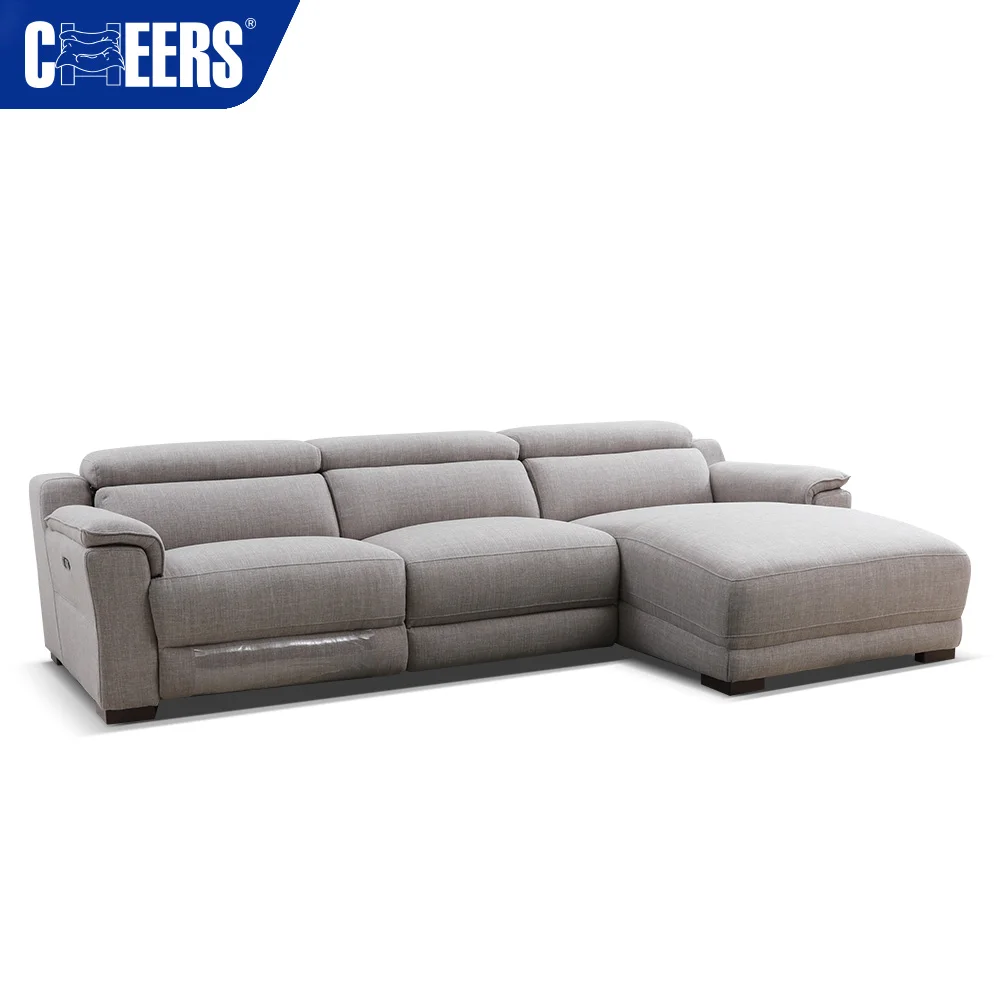 MANWAH CHEERS New Design Modern Electric Fabric Recliner Sectional Sofa with USB Port for Living Room