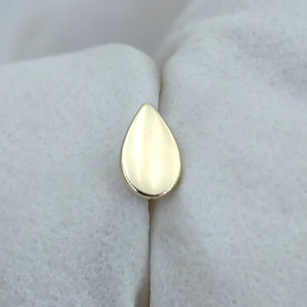 Календо оптовая продажа простая груша 14K сплошное золото безнитевые пирсинги Лидер продаж серьги-гвоздики золотые украшения для тела пирсинг