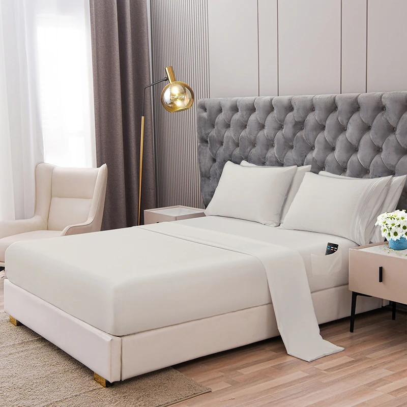 Fast Delivery 15Inch 100% Polyester Solid Color Soft 93gsm Breathable Bed Sheet 6 Piece Set