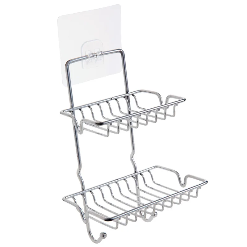 2021 Creative bathroom rack sucker double toilet drain soap rack box storage holders & racks for bathroom