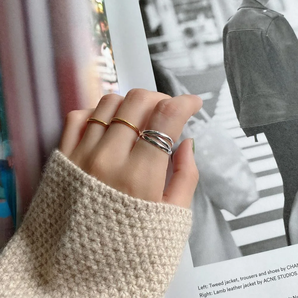 Vianrla 3 Round Band 925 Sterling Silver Fashion Jewelry Ring Daily Party Ring