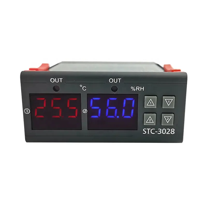 STC-3028 Temperature and Humidity Control Sensor AC110-220V Dual Screen Display Dual Temperature Adjustable Thermometer DC12/24V