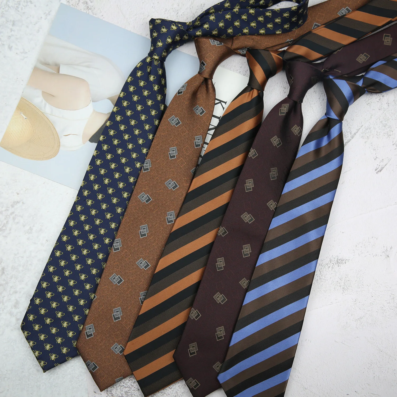 Wholesale Custom Hand Make Necktie Korean Retro Hong Kong Style Floral Casual Neck Ties For Men Silk Ties