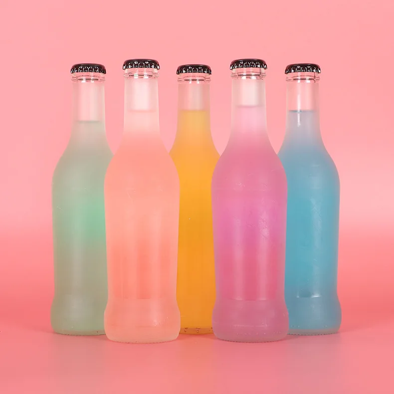 hot sale 275ml clear frosted empty cocktail beverage glass bottle with crown cap