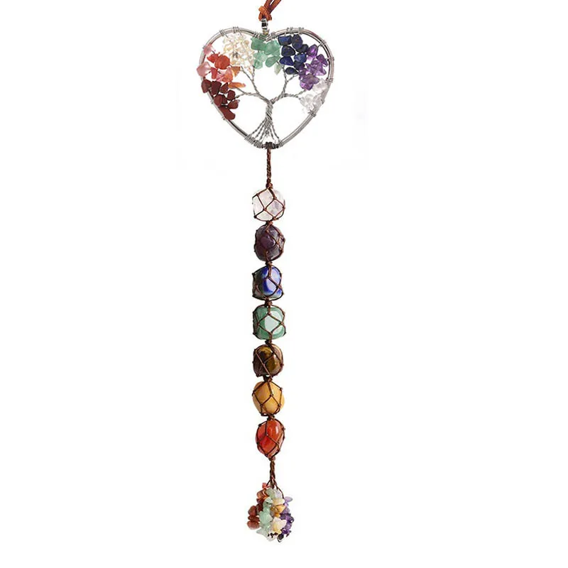 Chakra Necklace spiritual healing crystals 7 tumbled stone Car crystal chakra pendant