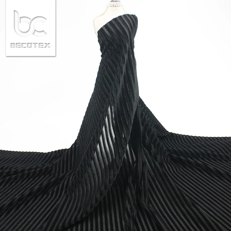 black knitted stretch burnout velvet fabric for dress clothing