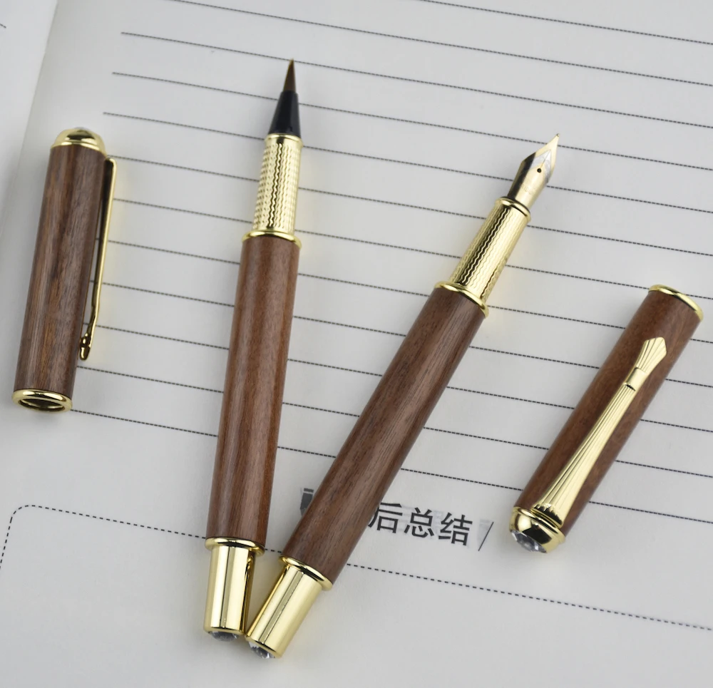 wood calligraphy brush pens  refillable Chinese ink wash Drawing pen with customize logo