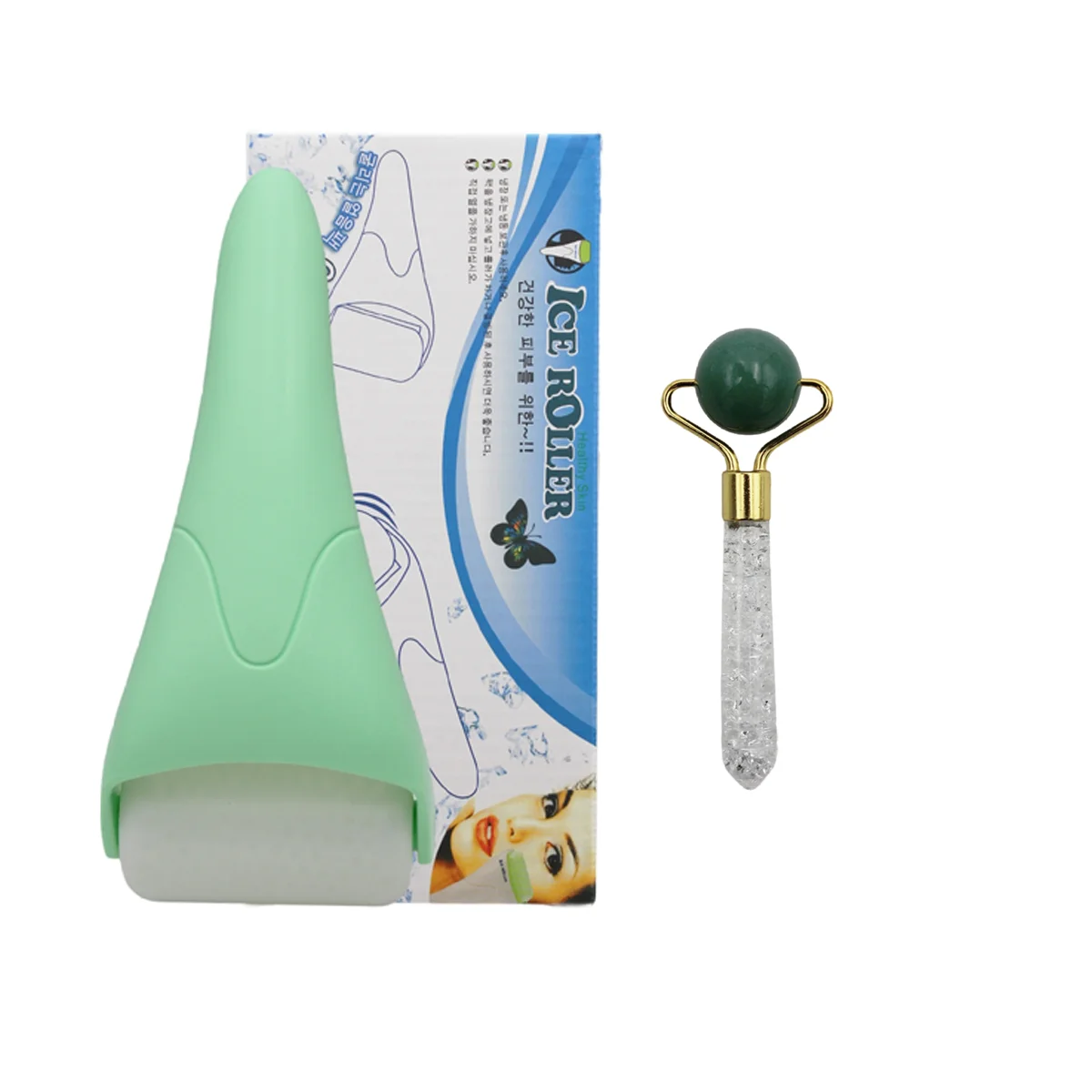 Facial Skin Care Beauty Roller Set Mini Jade and Ice Roller Gift for Girls and Women Face Massage Tools Facelift Beauty Rollers