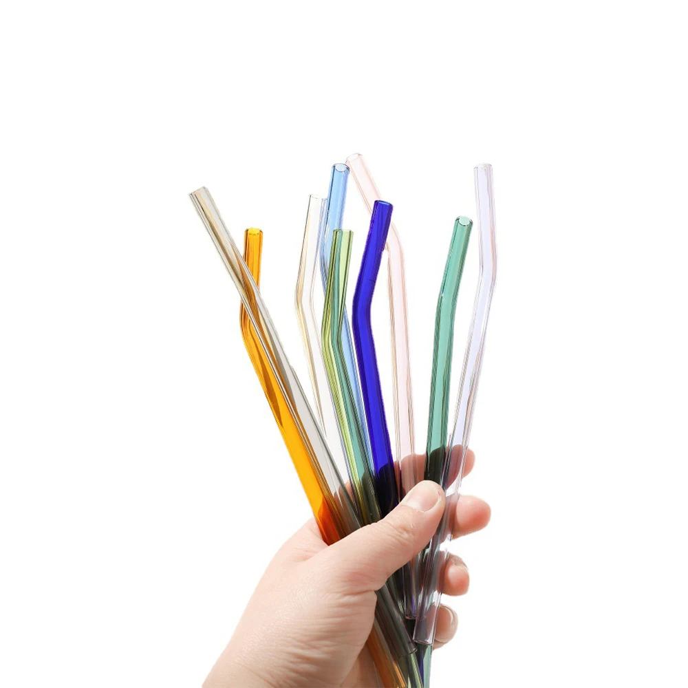 High Borosilicate Glass Straws Set Multi Color Reusable Glass Straws