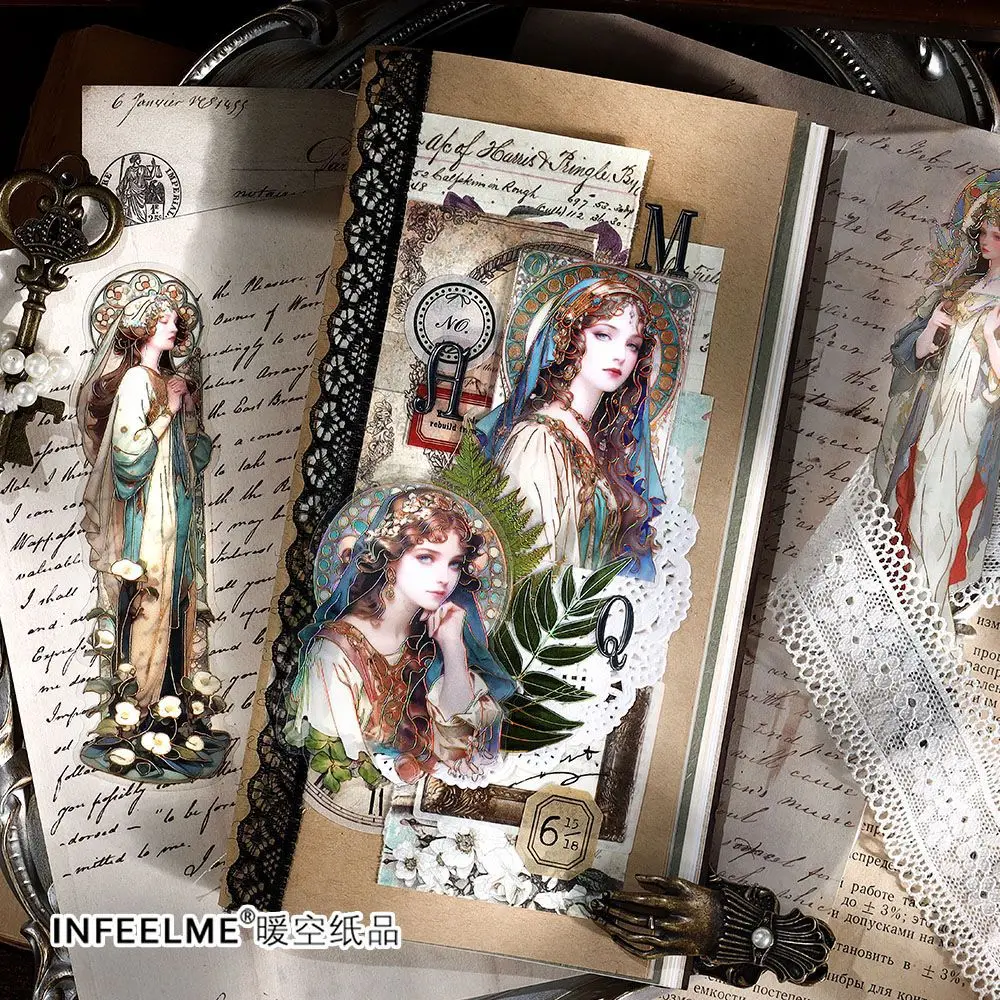 10 sheets/pack, PET stickers, romantic imagination series, hot stamping, character tent decoration materials, 4 styles