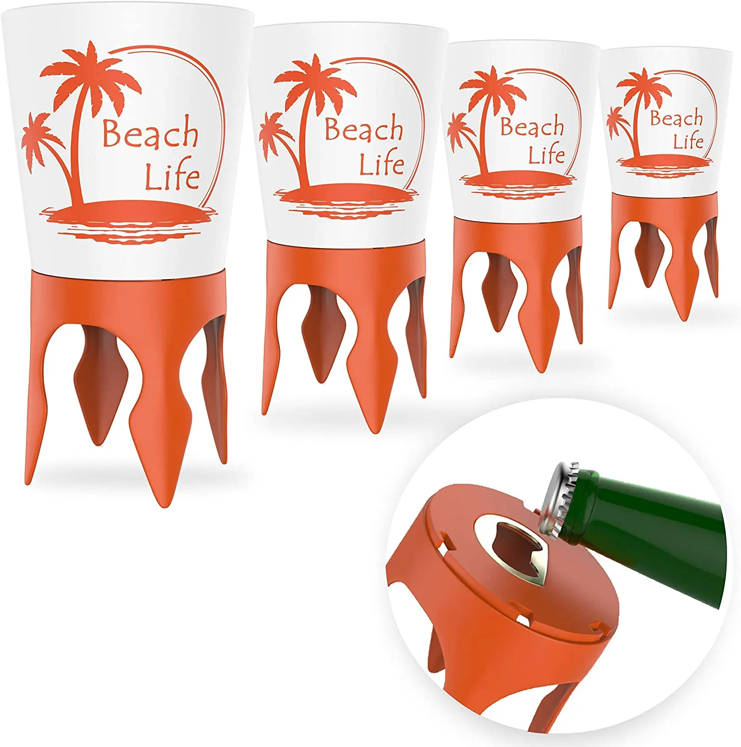 
2020 Amazon Top Seller Plastic Beach Cup Holder with Bottle Opener OEM CUSTOMIZED LOGO yc999 