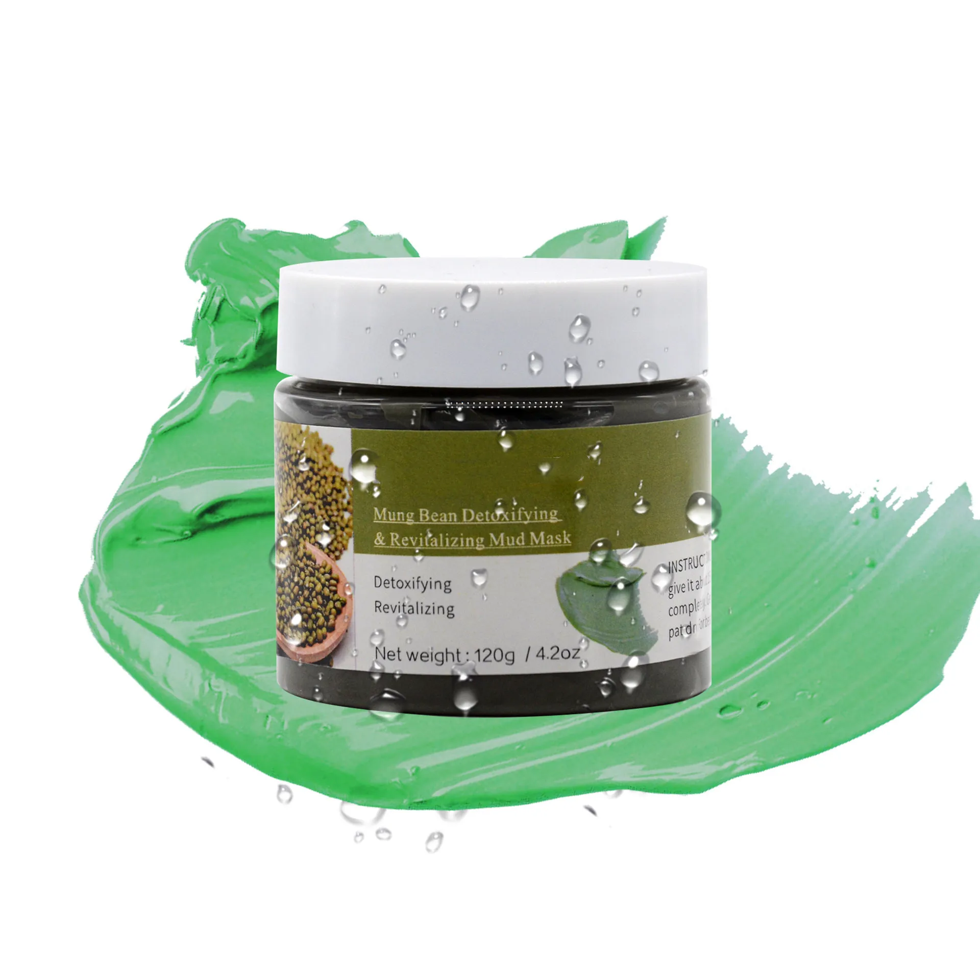 OEM Private label Whitening Mosturising Cleaning Clay Masks Natural Facial Mung Bean Detoxifying Revitalizing Mud Face Mask