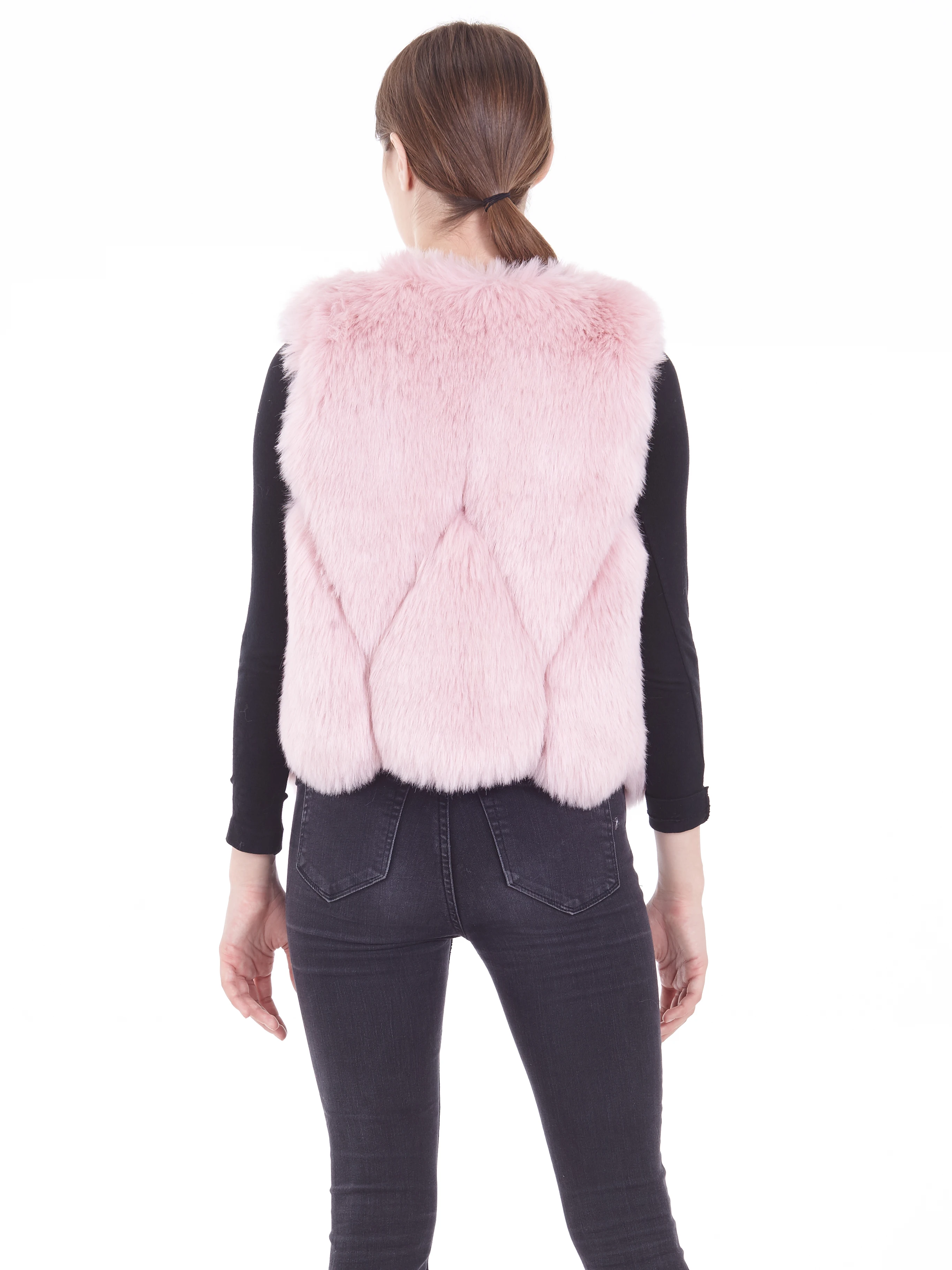 2023 Wholesale Classic Style Fashion Sleeves Women Faux Fur Waist Vest Short Vest for winter