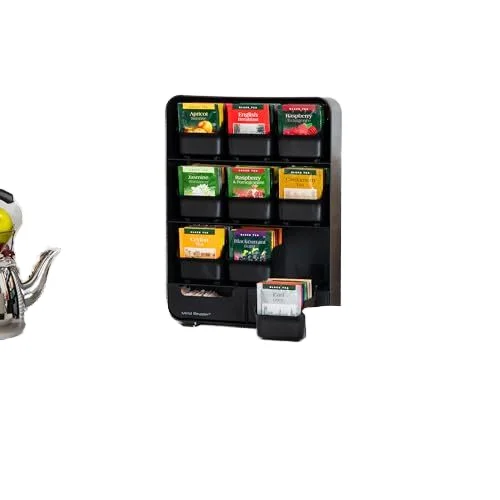 assmile Tea Bag Organizer Tea Station Organizer Kitchen Countertop Storage Plastic in Black