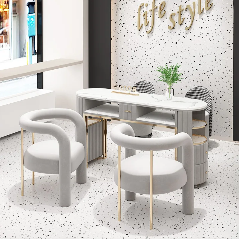 Marble Luxuriy Fashional Professional Salon Nail Tech Tables Manicure Station Manicure Table And Chair Set
