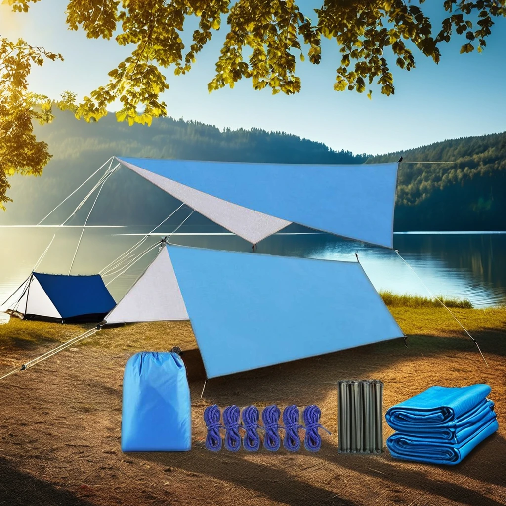 Wind Valley 210T Ripstop Nylon Anti-UV Waterproof Rain Fly Tarp PU3000mm Lightweight Portable Camping Tent Outdoor Beach Use