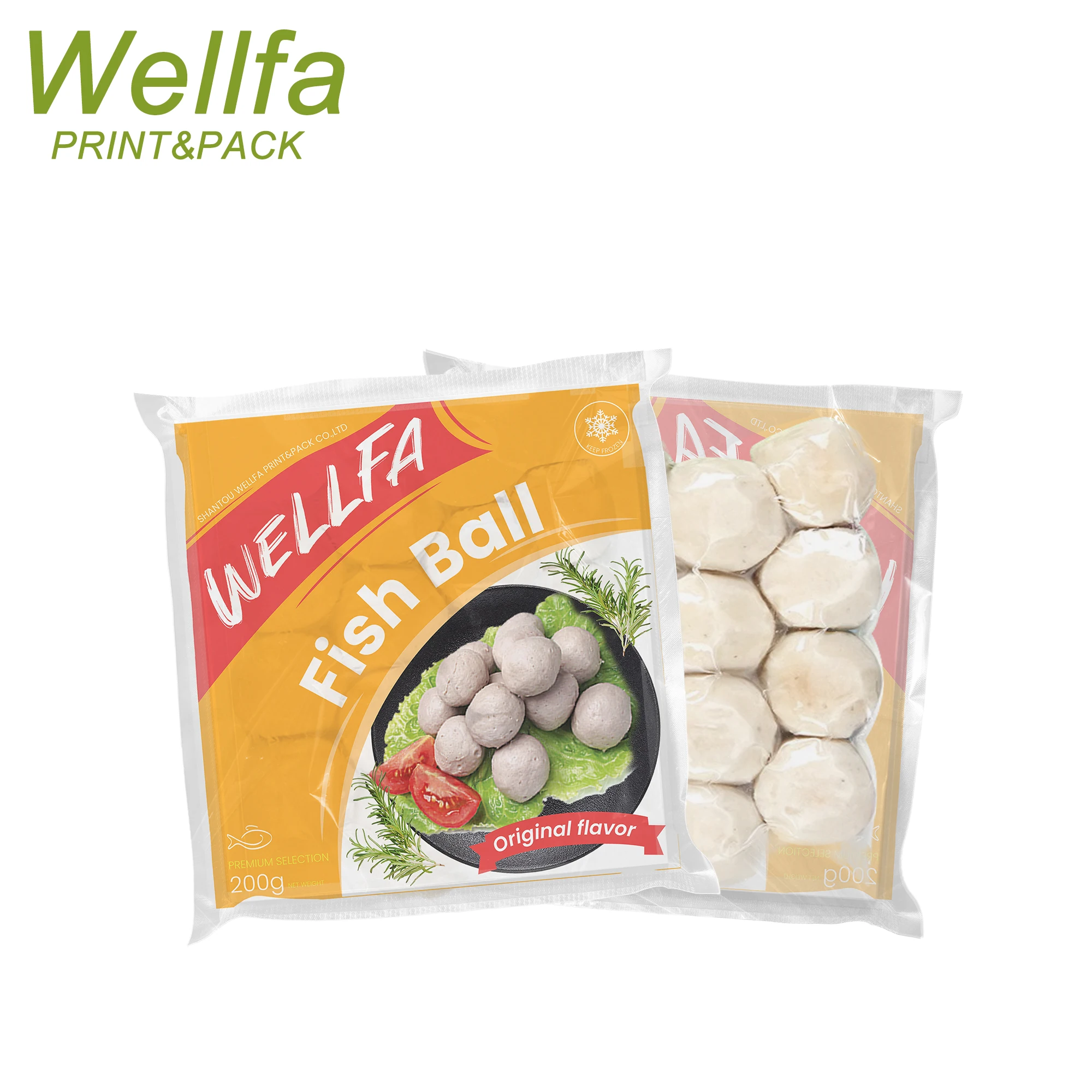 Heat Sealed TOP Printed Hot Dog Frozen Packaging Sealing Lid Film Nylon Seafood Fish Ball Sausage Frozen Packaging Vacuum Bag