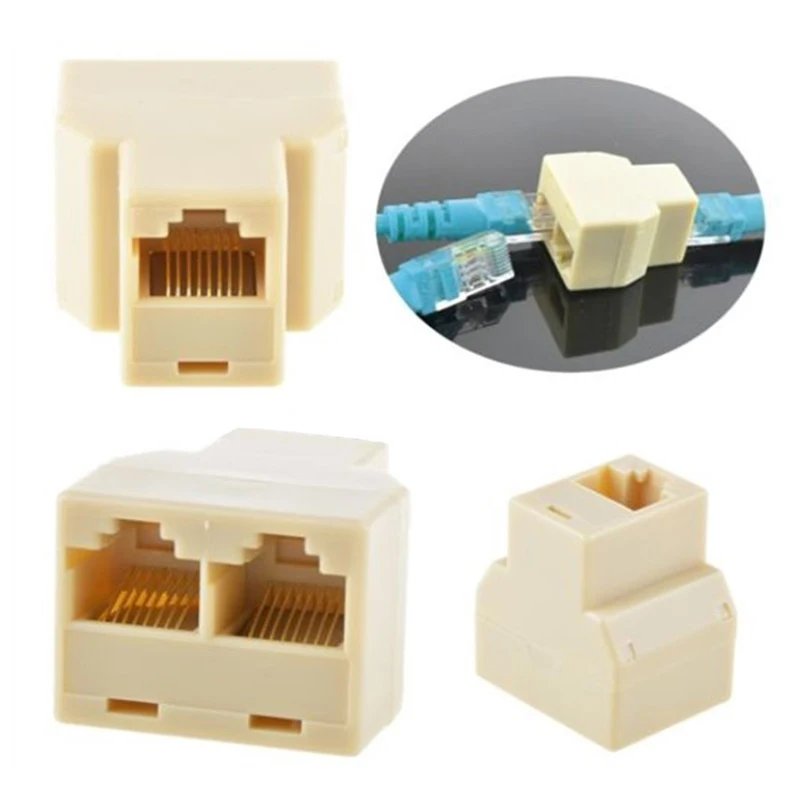 
1 to 2 Ways Connector Female to Female RJ45 Ethernet Adapter Splitter 