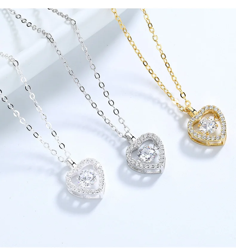 New Design High Quality 925 Silver Love Fashion Advanced Jewelry Heart Necklace Pendant for Women