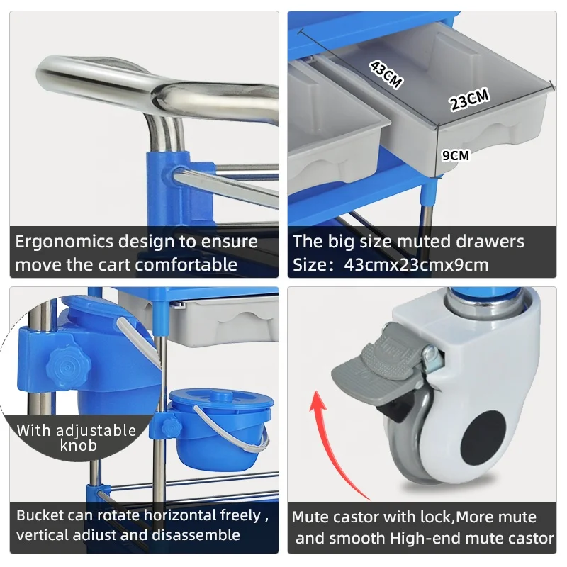 Clinic Apparatuses ABS Emergency Cart Equipment Mobile Hospital Laptop Treatment Monitor Medical Trolley Price