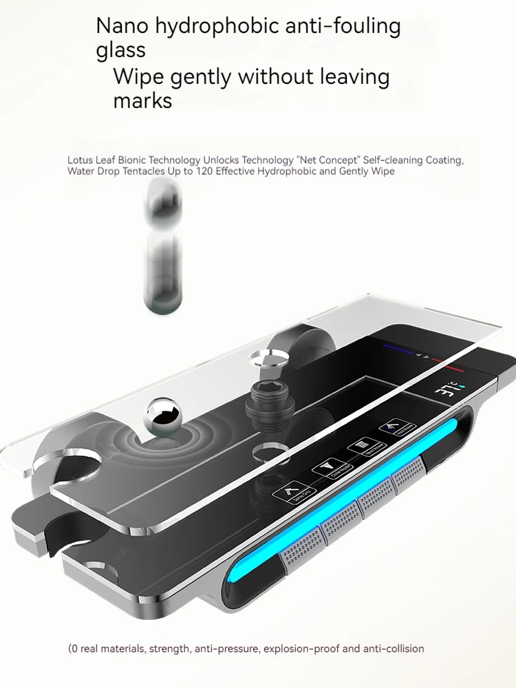 Adjustable Square Thermostatic Bath Shower Faucet Bathroom Hot Cold Bathtub SPA Rainfall Modern Smart Shower Set