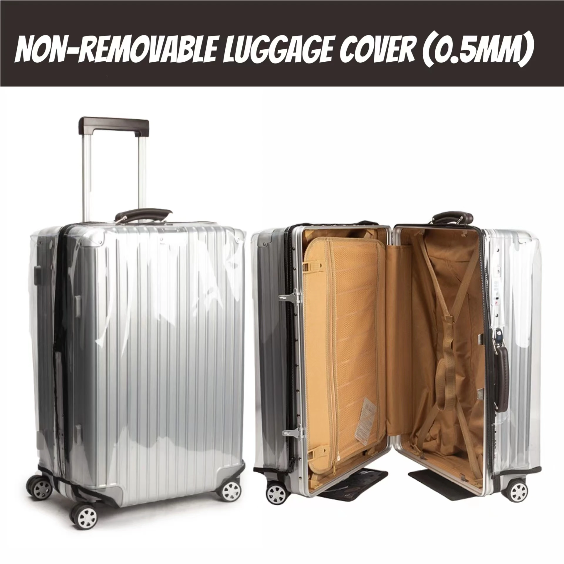 2024 Customizable PVC Suitcase Protective Cover Durable Zipper Waterproof Non-Removable Design Letter Pattern Luggage Covers