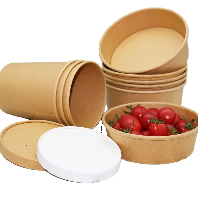 custom bowl32 oz containers  soup container bamboo packaging food pla bowl   cardboard  bowl takeaway paper kraft bowl  with lid