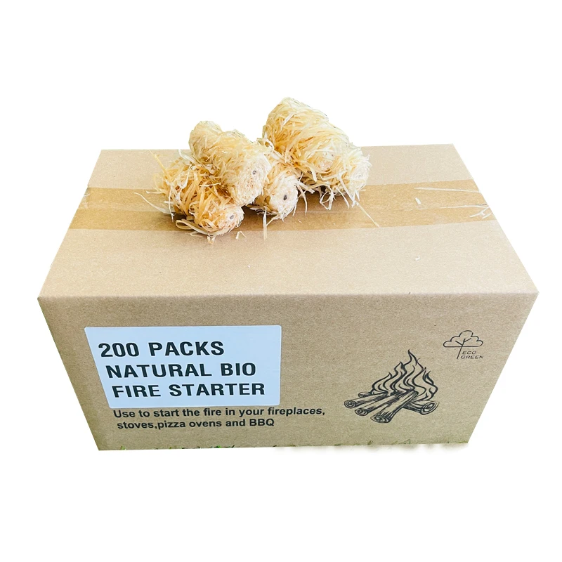 8-10-Minutes Burning Time firelighter for bbq trade natural  wood wool outdoor BBQ charcoal Camping Natural Fire Starter