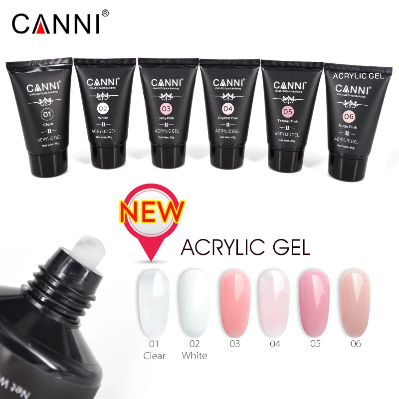 Новые товары для дизайна ногтей CANNI GEL 10 видов цветов 45 г удлиняемый светодиодный гель с прозрачным мягким покрытием