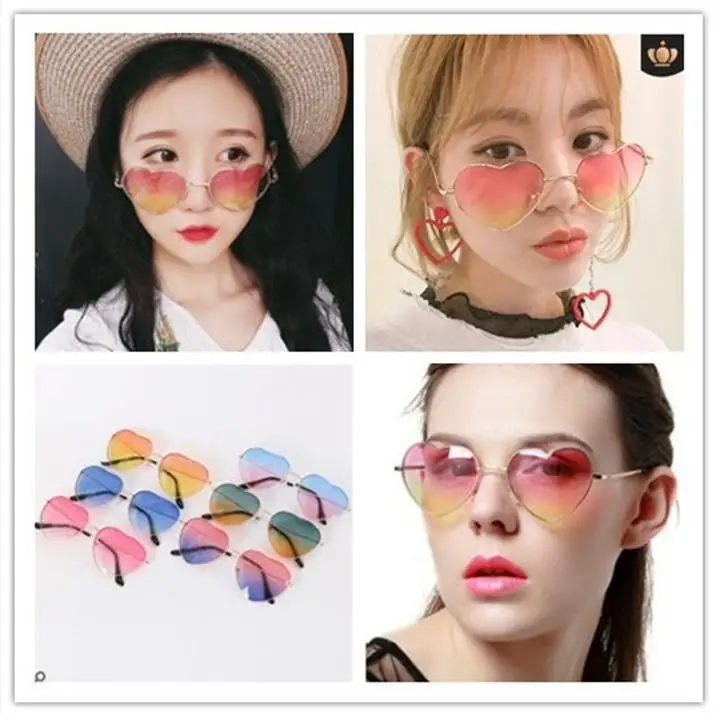 Vintage Metal Heart Sunglasses Women Sunglasses Heart Glasses
