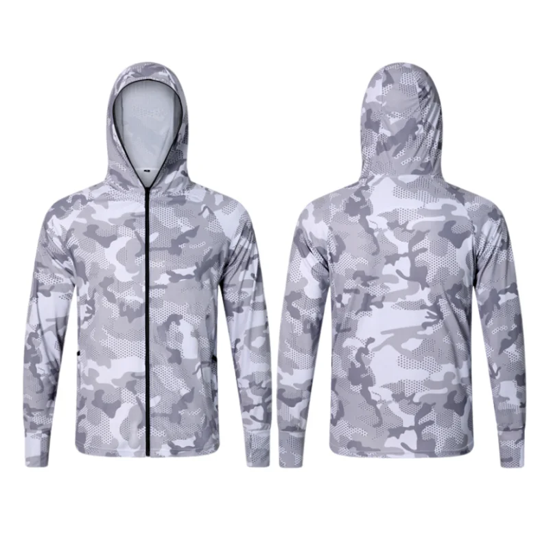 Breathable sublimated 4-way stretch long sleeve pullover fishing jersey custom quick dry upf 50 fishing zip hoodie