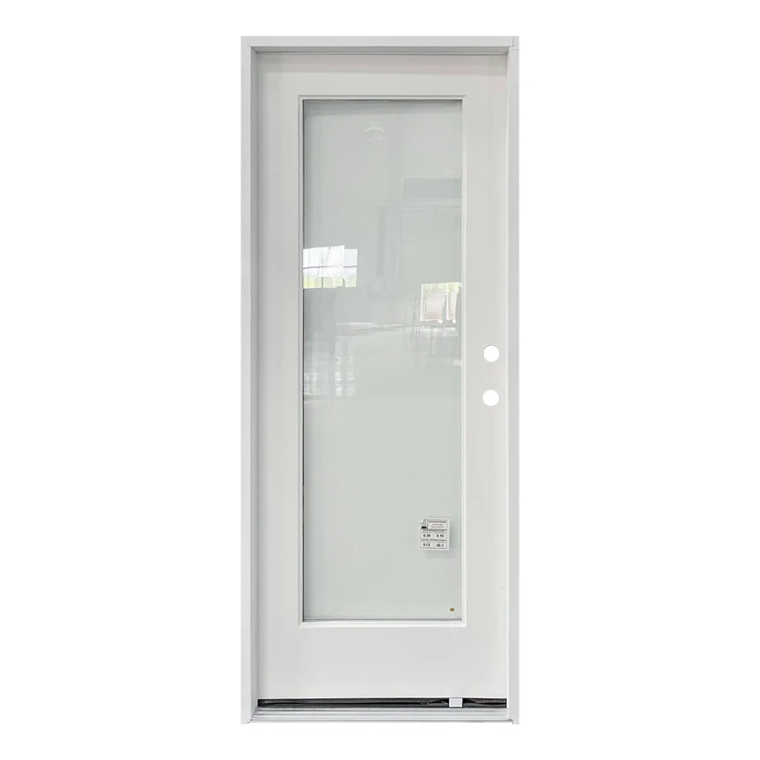 Hot sale modern design full view blind glass fiberglass skin external door security entry doors for houses