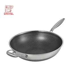31cm/35cm/33cm Honeycomb Non-stick Nonstick Large Wok Stainless Steel 316 Grill Frying Pan Cookware Wok
