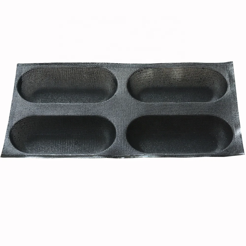 Non-Stick Black 16 Channels Silicone Hot Dog Form for Bakery