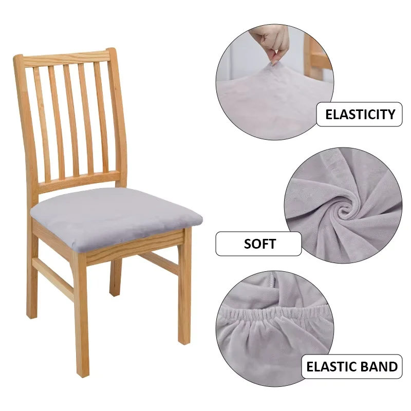 Wholesale Dining Chair Seat Cover Colorful Plain Color Soft Stretch velvet chair cover for living room