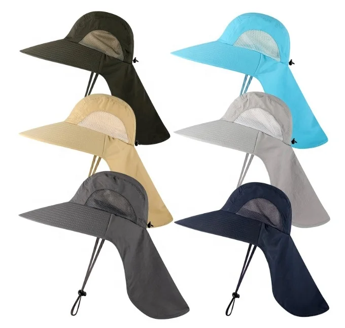 Outdoor Summer Wide Brim Nylon with Mesh on Side UPF50 Mens Quick Dry Fishing Hat