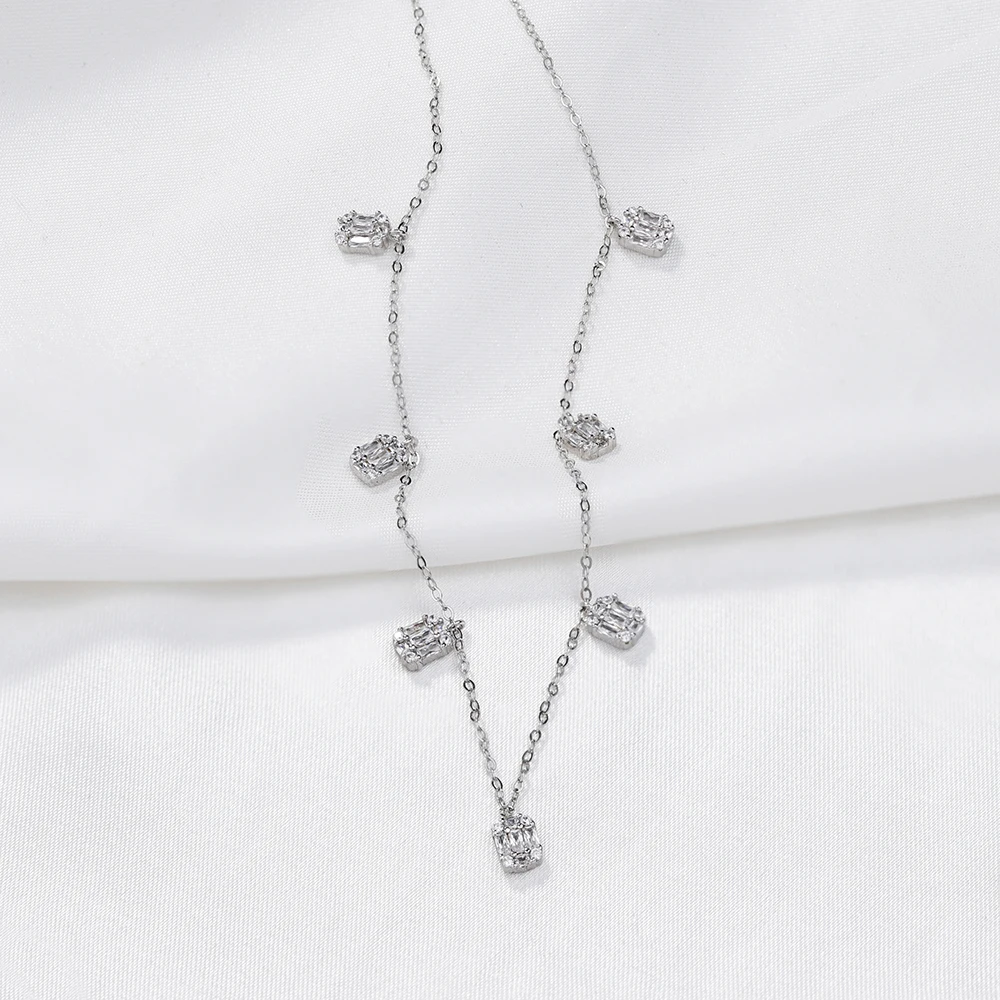 Blossom CS Jewelry Factory Wholesale Cz Zircon 925 Silver Turquoise Simple Geometric Accessories Necklace For Women