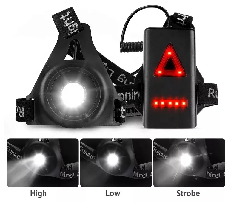 1200lm XPE Outdoor Sport Running Lights Q5 LED Night Running Flashlight Warning Lights USB Charge Chest Lamp White Light Torch