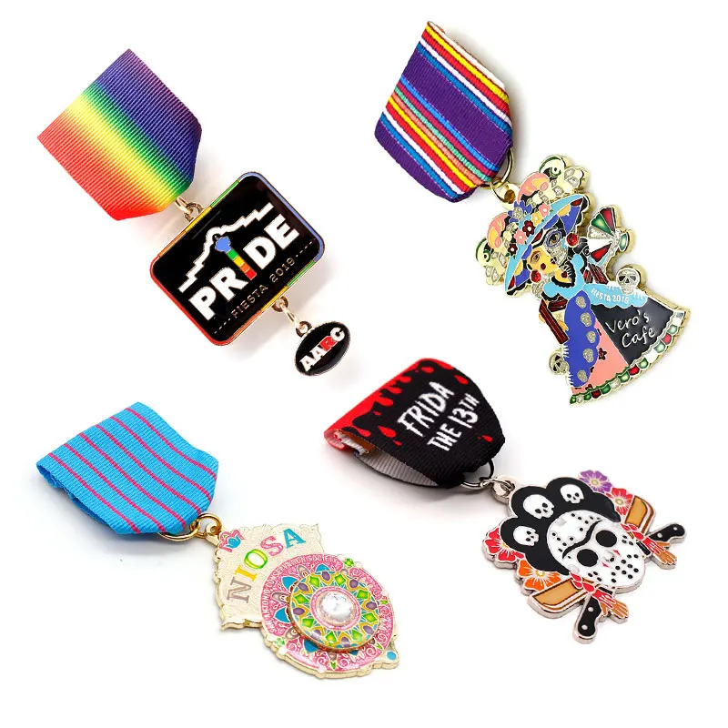 Wholesale Cheap Custom Unique Carnival Medallion Metal Colorful Enamel Glitter Fiesta Medal with Rhinestone