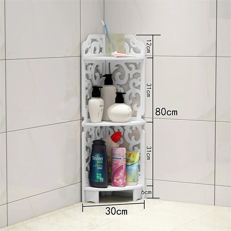 3 layer Waterproof Skeleton Carving PVC Plastic Bathroom Corner Rack Shelf Organizer Cheap Price