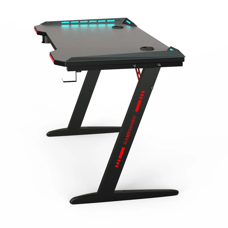 Gaming desk Computer Office table best Z Shaped LED lights PC Black Red OEM Steel Accessory Style Furniture