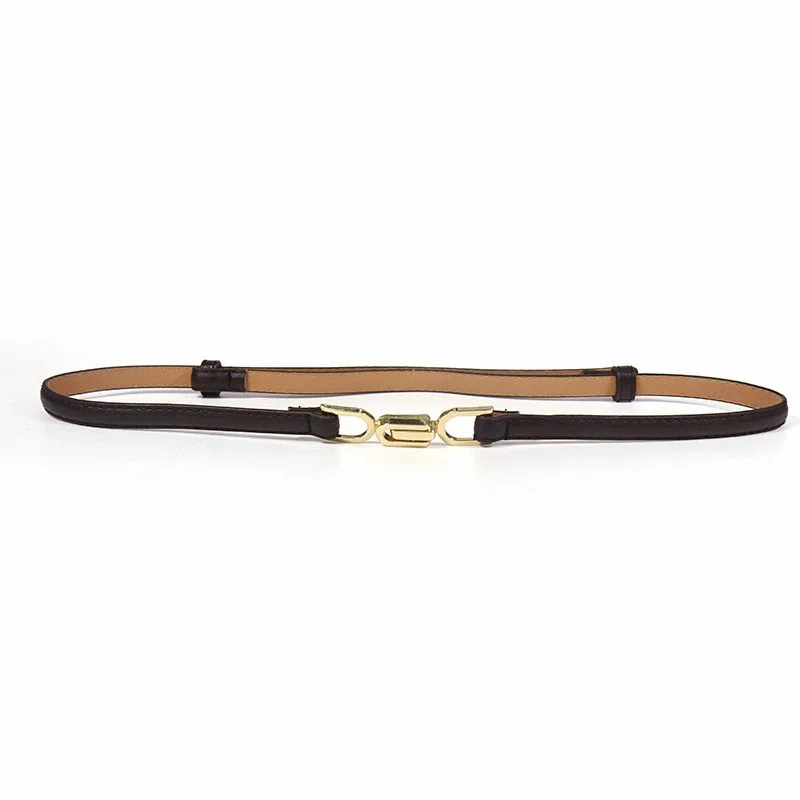Portable Slim Waist Belt Women Thin Belts Leather Belt Gold Metal Buckle Waistband for Dress Panty Clothes