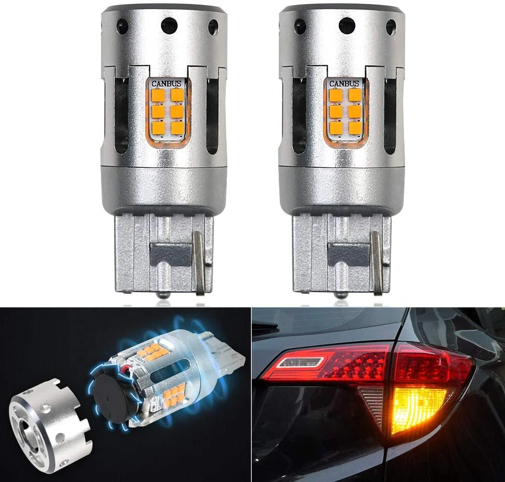 One Year Warranty High Quality LED Bulb Short 7440 Yellow Turn Signal Light With Fan