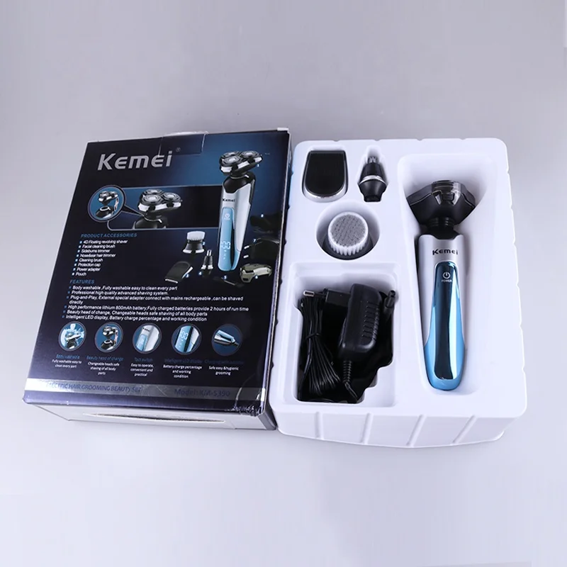  Kemei5390 4 в 1 мужской набор для ухода полностью моющаяся электробритва интеллектуальная бритва со светодиодным дисплеем перезаряжаемая триммер