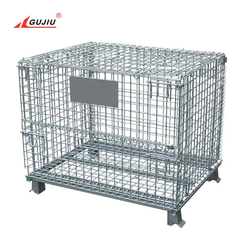 
Stacking Parts Grid Pet Proform Side Open Mesh Foldable Warehouse Metal Vegetable Box Container Collapsible Storage Bin 