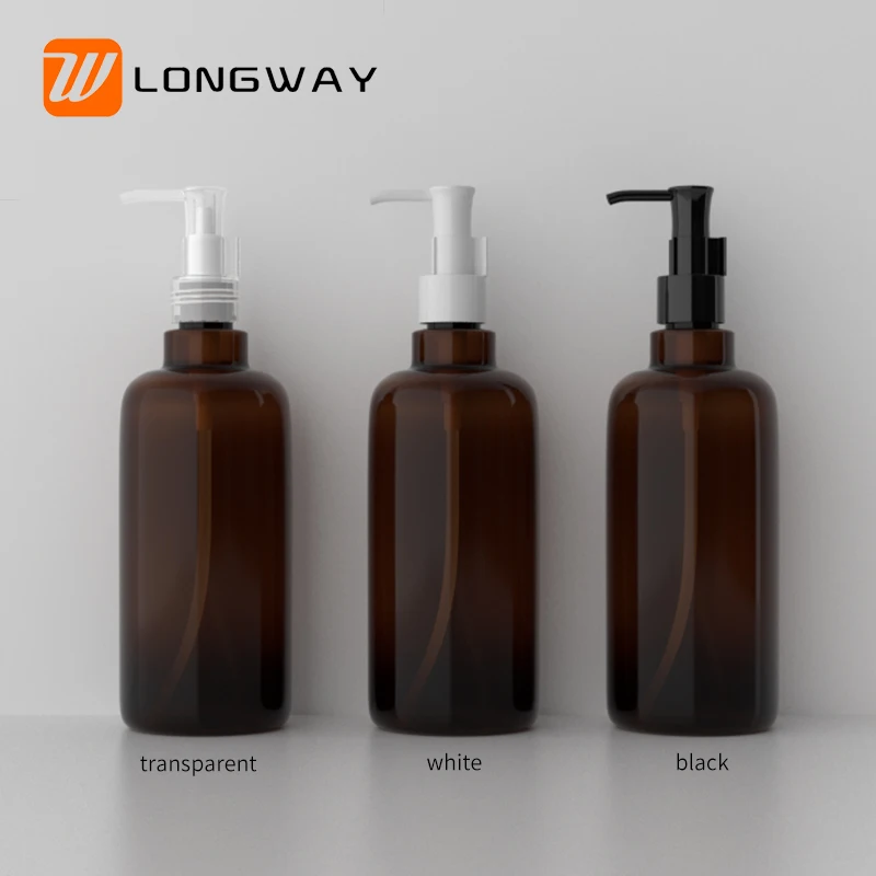 500ml/16oz empty plastic PET bottle with long neck pump for shower gel shampoo body lotion