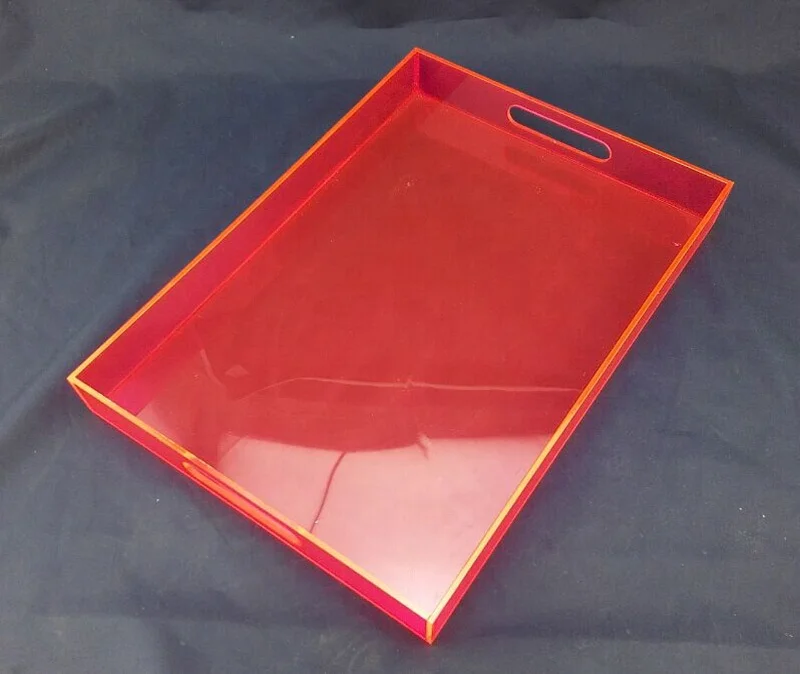 wholesale lucite tray custom size fluorescent acrylic serving tray clear acrylic trays