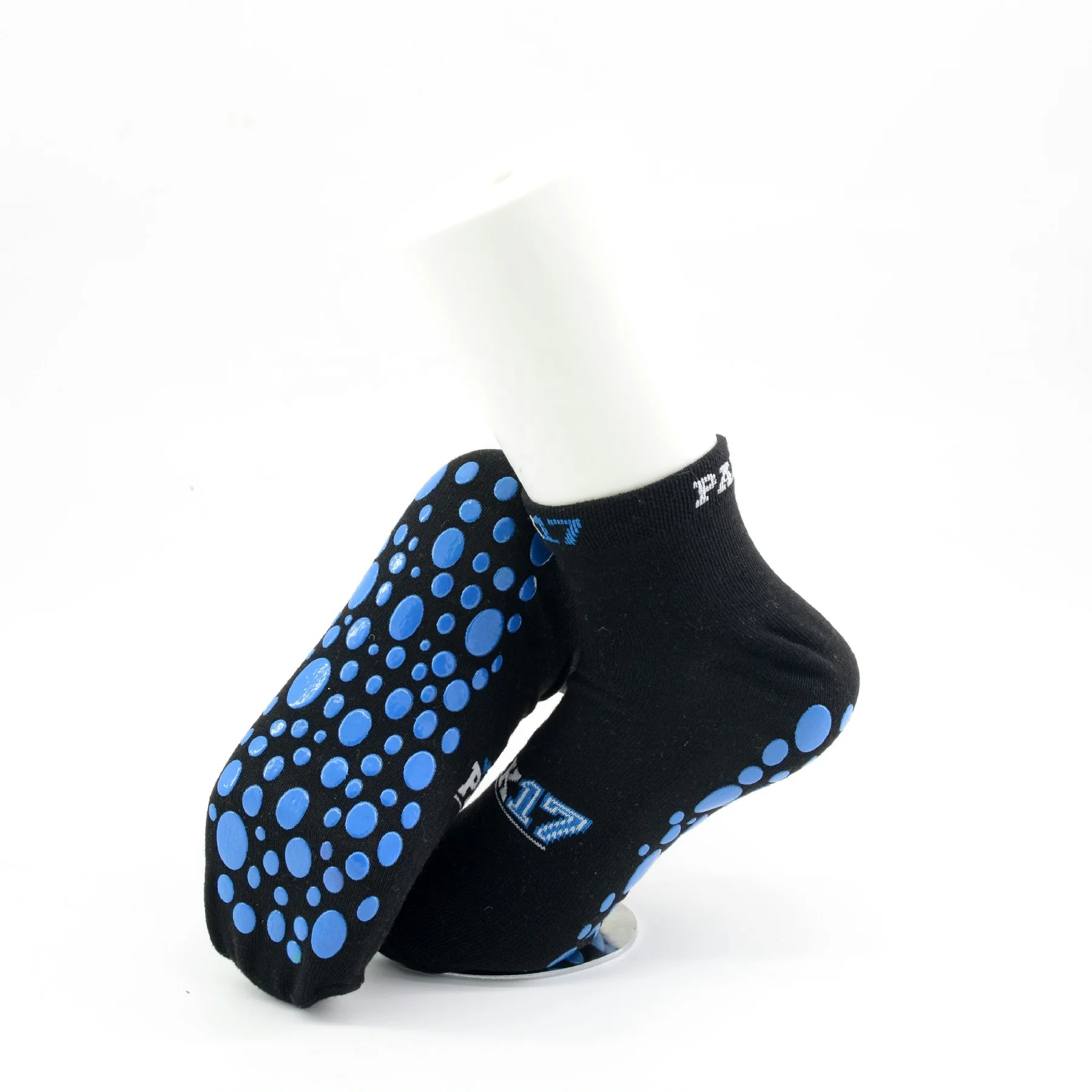 Custom adults trampoline park grip socks anti slip in royal blue grip socks trampoline pilates pilates custom grip socks