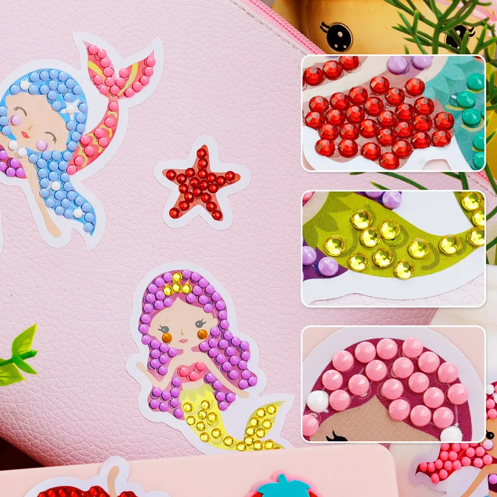 DIY Diamonds Art Mosaic Stickers Diamonds Painting Stickers Cute Cartoon Pattern for Kids Gift Rewards Home Decor
